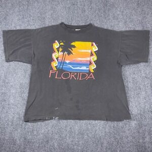Vintage Florida Sun Sportswear Graphic T-Shirt Mens XL Black 90s Single Stitch